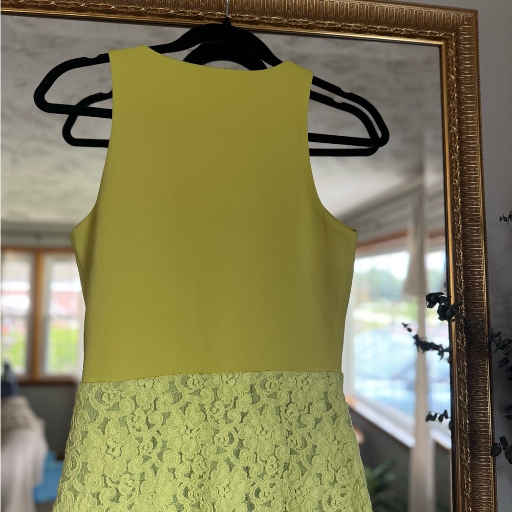 NWT MM Couture Yellow Lace Mini Dress | Palm Beach Resort Chic | Elegant Summer - Picture 9 of 10